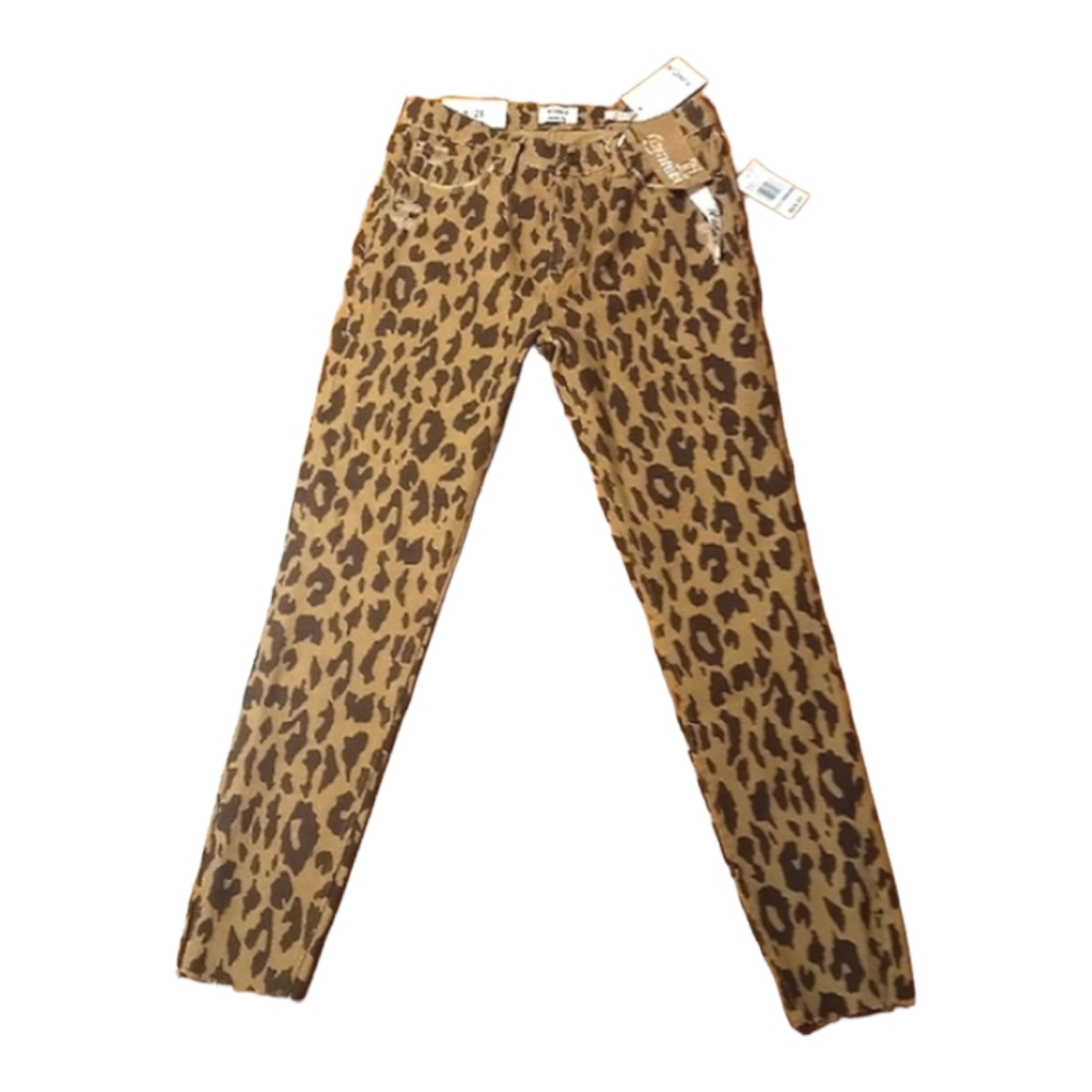 NEW Kensie womens distressed leopard print skinny ankle jeans Size 8